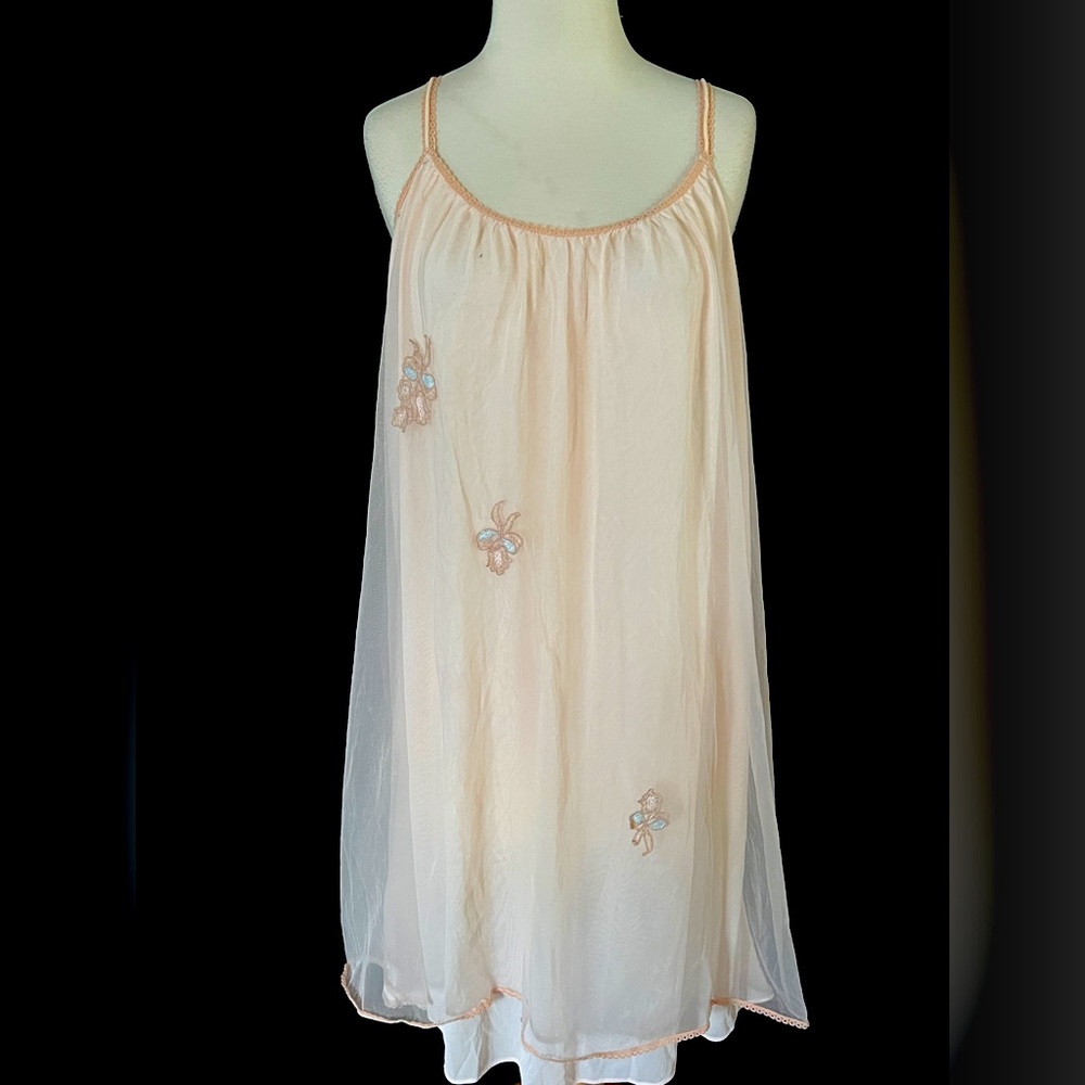 Vintage Superior Aristocraft Nylon Light Pink Night Gown Size Medium